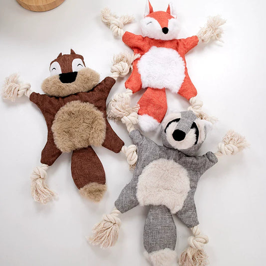 Animal Plush Dog Tug Toy with Rope Knot – Sound Play Toy